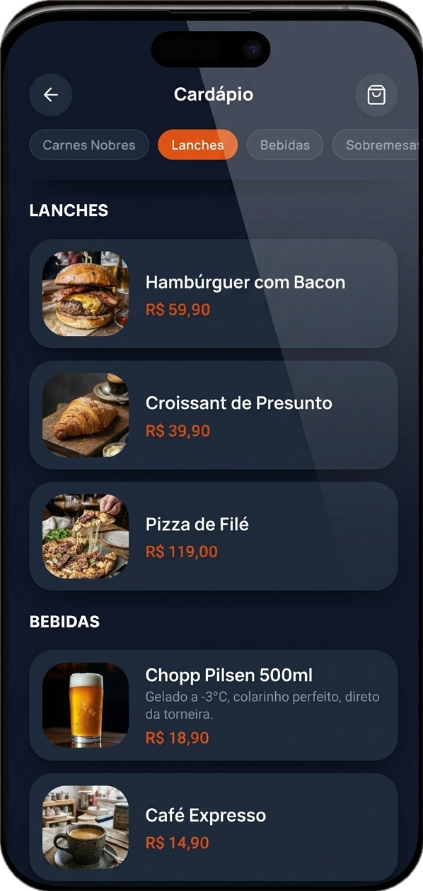 Categorias organizadas para achar tudo em um toque.